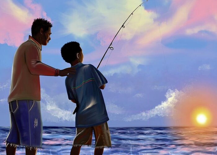 Fishing Greeting Card featuring the digital art You make Him proud by Artist RiA