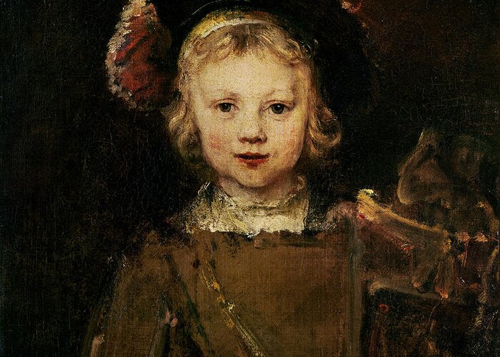 Rembrandt Greeting Card featuring the painting Young Boy In Fancy Dress, C.1660 by Rembrandt by Rembrandt