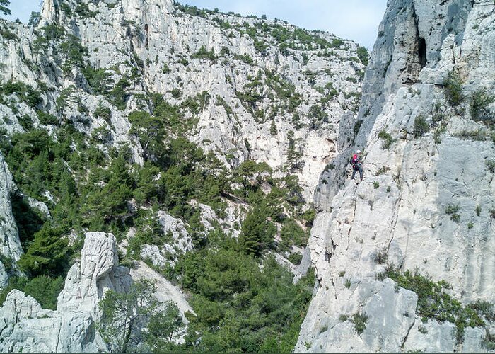 Cassis Greeting Card featuring the photograph Young People Climbing A Rock Formation In The South Of France by Cavan Images
