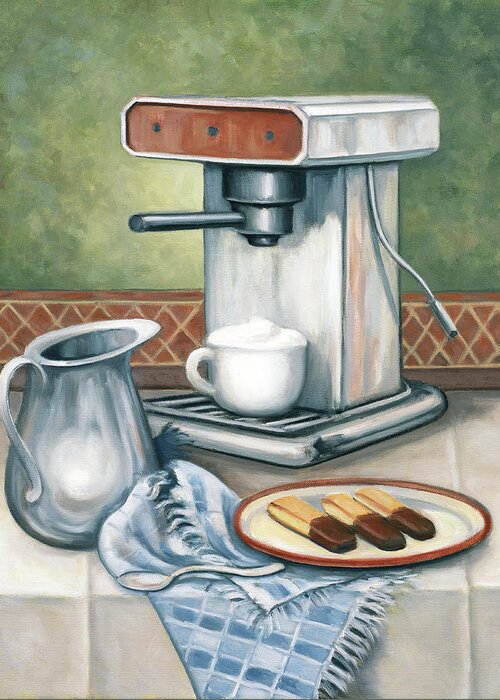 An Espresso Machine Greeting Card featuring the painting Za 1 by John Zaccheo