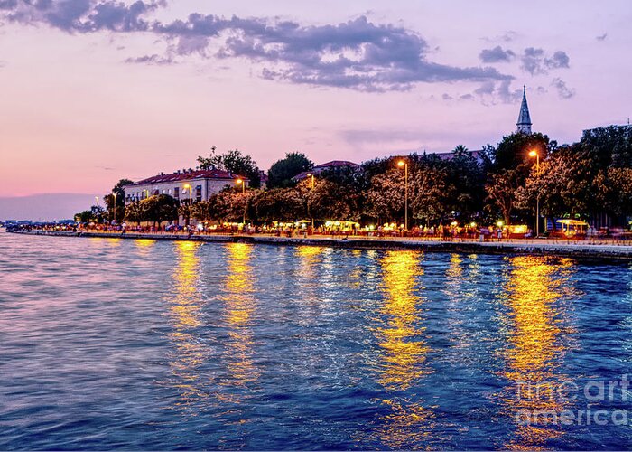 Panorama Greeting Card featuring the photograph Zadar Sunset by Lidija Ivanek - SiLa