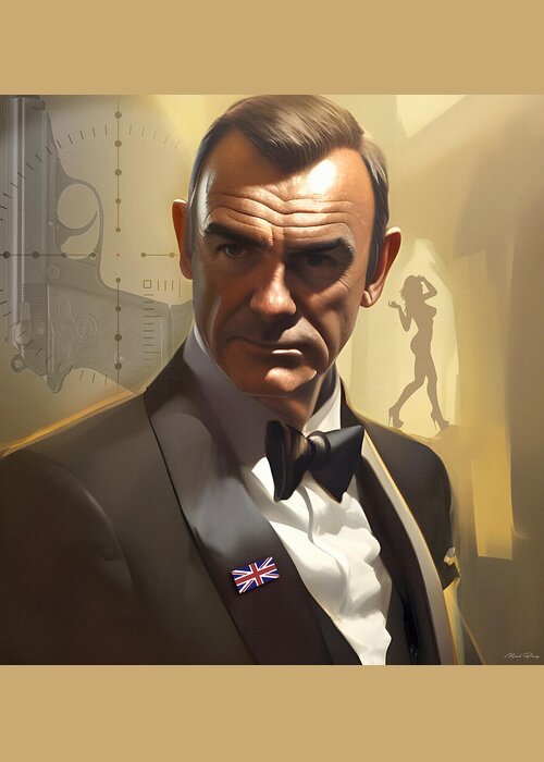 James Bond Greeting Card featuring the digital art 007 by Mal Bray