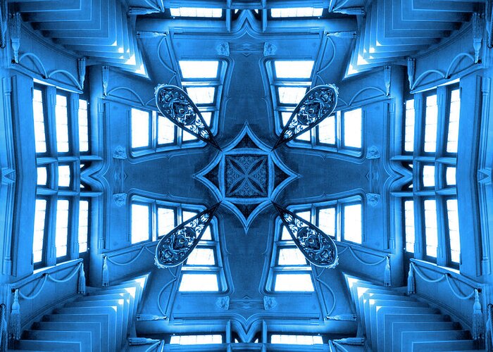 Abstract Stairs Greeting Card featuring the photograph Abstract Stairs 2 in Blue by Mike McGlothlen