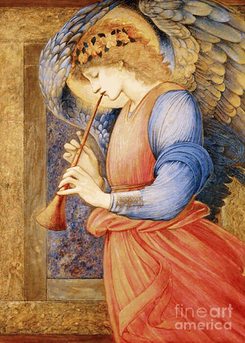 Edward Burne-jones Greeting Card featuring the painting An Angel Playing a Flageolet 1878 #1 by Dean Triolo