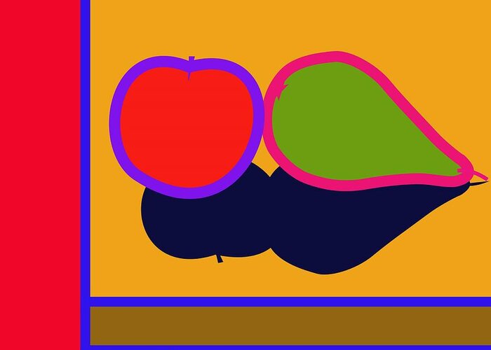 Apple Greeting Card featuring the digital art Apple and Pear by Fatline Graphic Art