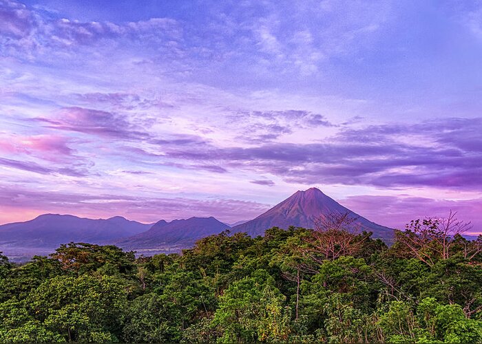  Greeting Card featuring the photograph Arenal Volcano at Sunrise #1 by Jim Miller