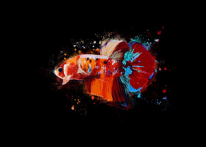 Artistic Greeting Card featuring the digital art Artistic Nemo Multicolor Betta Fish #1 by Sambel Pedes