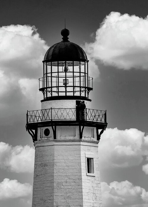 Lighthouse Greeting Card featuring the photograph At The Top #1 by Cathy Kovarik