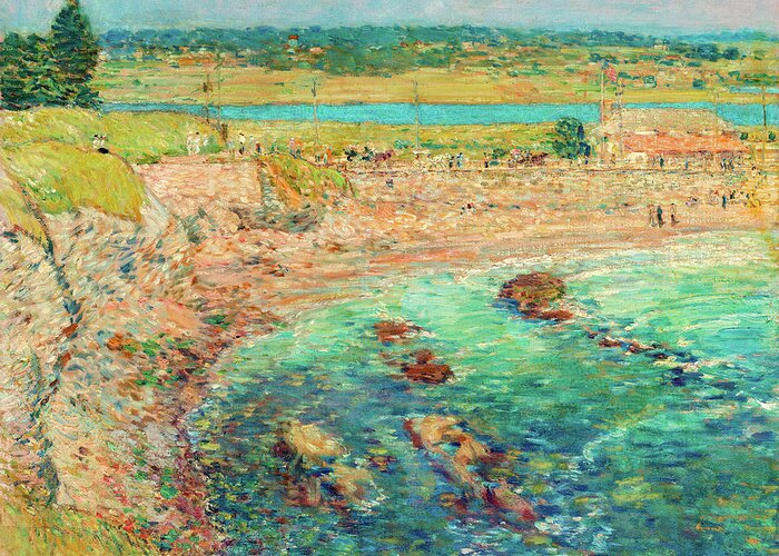 Childe Hassam Greeting Card featuring the painting Baileys Beach, Newport, Rhode Island #1 by Childe Hassam