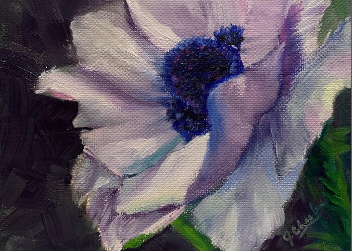 Anemone Greeting Card featuring the painting Basking in Sunshine #2 by Jan Chesler