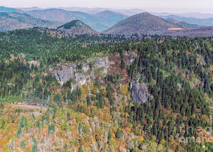 Blue Ridge Parkway Greeting Card featuring the photograph Blue Ridge Parkway Aerial View with Autumn Colors #3 by David Oppenheimer
