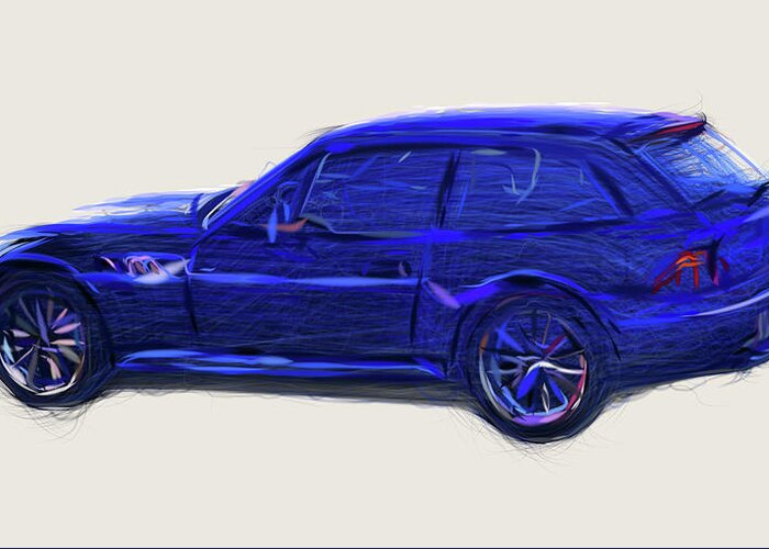 Bmw Greeting Card featuring the digital art BMW Z3 Coupe Car Drawing #1 by CarsToon Concept