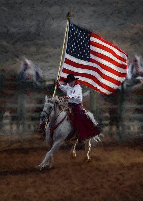 2010 Greeting Card featuring the digital art Bring In Old Glory #1 by Bruce Bonnett