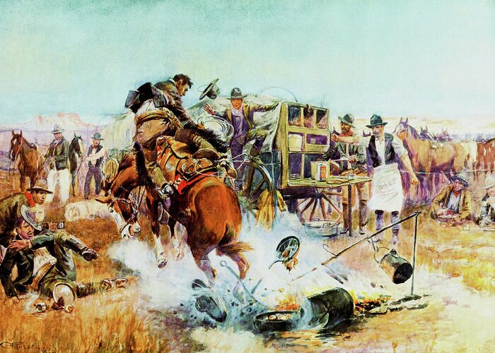 Charles Russell Greeting Card featuring the photograph Bronc For Breakfast #1 by Charles Russell