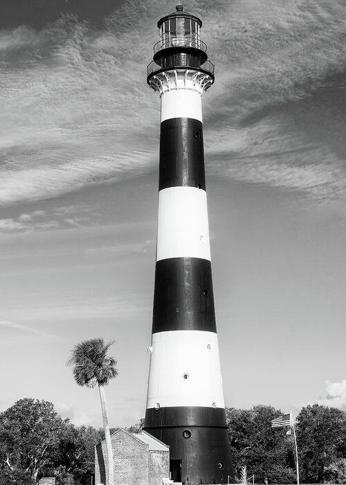 Black And White Greeting Card featuring the photograph Cape Canaveral Lighthouse, Cape Canaveral, Florida #1 by Dawna Moore Photography