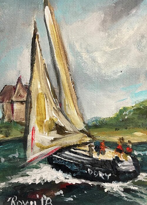 Cape Cod Greeting Card featuring the painting Cape Sailing by Roxy Rich
