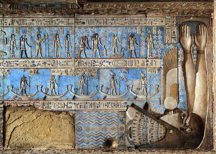 Carvings in ancient egyptian temple Greeting Card by Mikhail Kokhanchikov