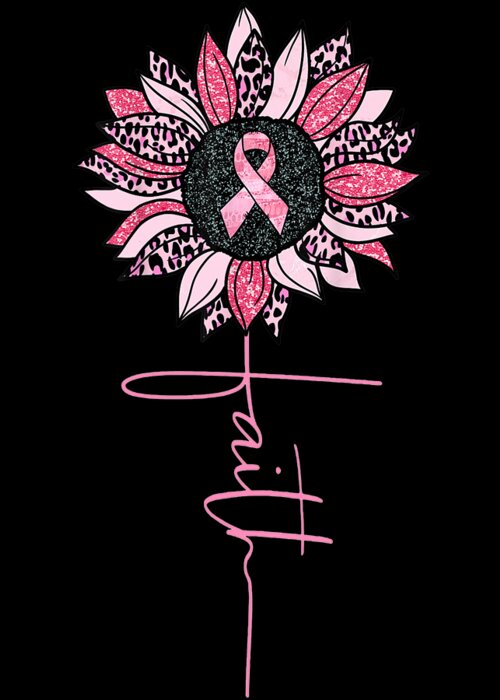 Christian Faith Cross Pink Ribbon Daisy Breast Cancer Awareness Month Gifts  #2 Greeting Card by Kevin Man