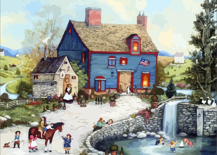 Village Greeting Card featuring the digital art Christmas Village #1 by James Inlow