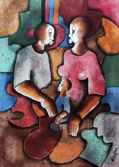 African Art Greeting Card featuring the painting Circle of Love by Peter Sibeko 1940-2013