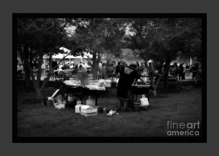 Black And White Greeting Card featuring the photograph Community Picnic #1 by Frank J Casella