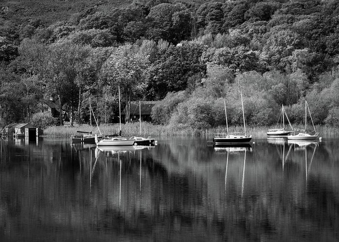 Britain Greeting Card featuring the photograph Coniston Water reflections #1 by Seeables Visual Arts