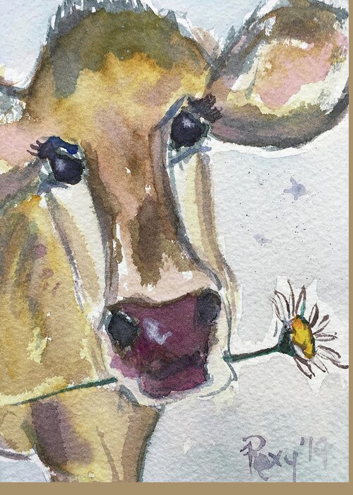 Cow Greeting Card featuring the painting Daisy by Roxy Rich