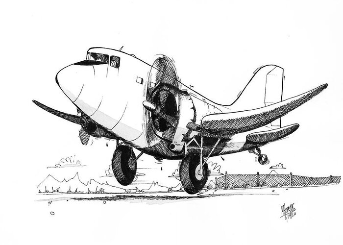 Douglass Greeting Card featuring the drawing Dc-3 by Michael Hopkins