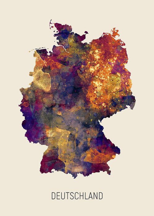 Deutschland Greeting Card featuring the photograph Deutschland Watercolor Map #1 by Michael Tompsett