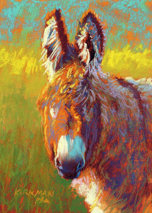 Donkey Greeting Card featuring the pastel Diablo by Rita Kirkman