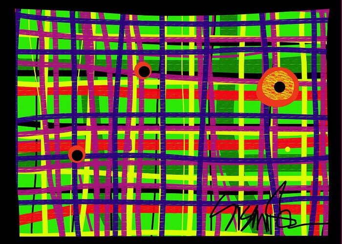 Plaid Greeting Card featuring the digital art Eyes on the Grid #2 by Susan Fielder