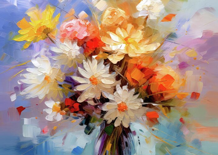 Flowers Greeting Card featuring the digital art Flower Bouquet #1 by Imagine ART