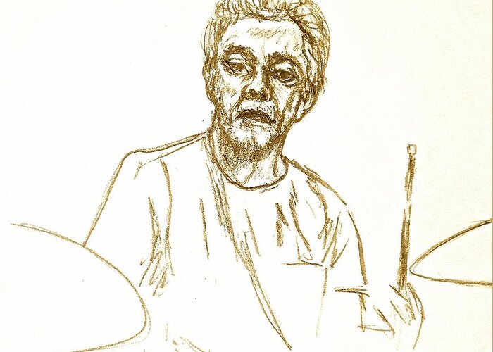 Steve Gadd Greeting Card featuring the drawing Gadd #1 by Pete Maier