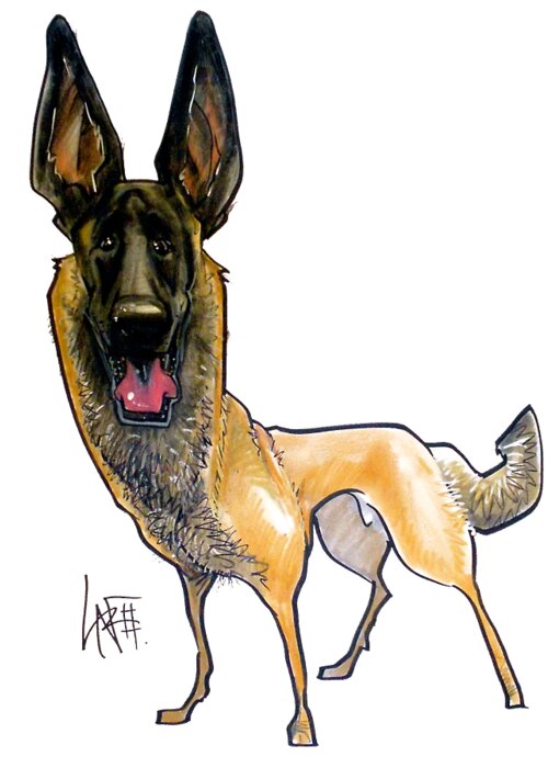 Dog Greeting Card featuring the drawing German Shepherd by Canine Caricatures By John LaFree