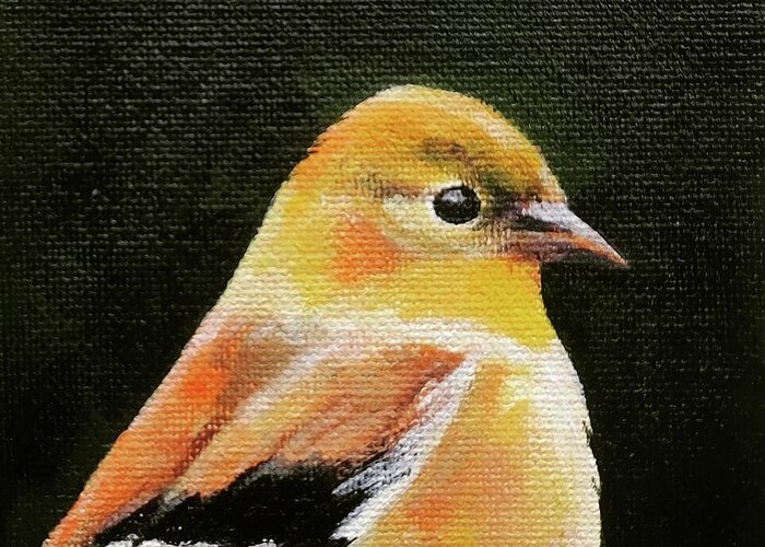 Original Painting Greeting Card featuring the painting Goldfinch II by Lisa Dionne