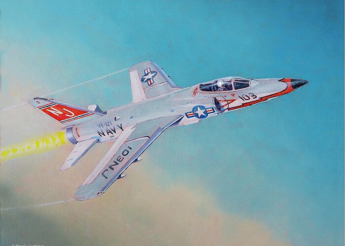 Aviation Greeting Card featuring the painting Grumman F11F Tiger #1 by Douglas Castleman