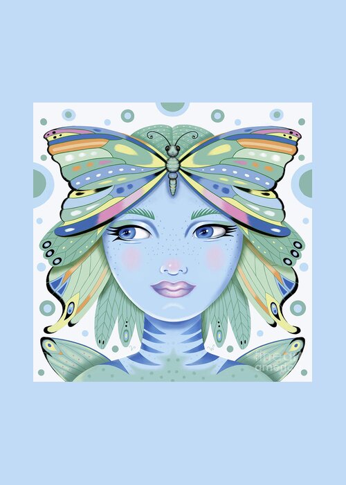 Fantasy Greeting Card featuring the digital art Insect Girl, Winga - Sq.White by Valerie White