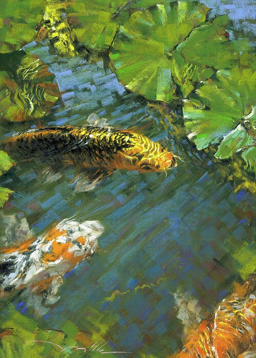 Mark Mille Fine Art Greeting Card featuring the pastel Koi Pond #1 by Mark Mille