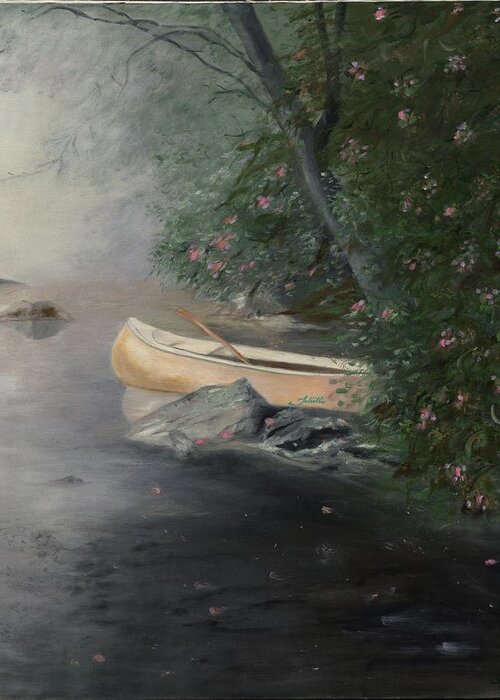 Canoe Greeting Card featuring the painting Lazy Afternoon by Juliette Becker