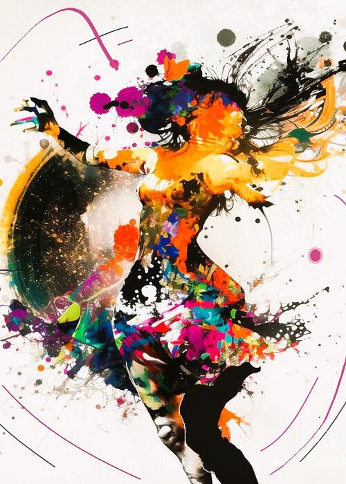 Woman Greeting Card featuring the painting Lets Dance Art Print by Crystal Stagg