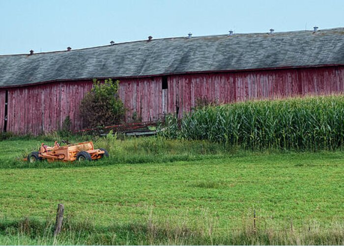 Red Greeting Card featuring the photograph Long Red Barn #1 by Paul Freidlund