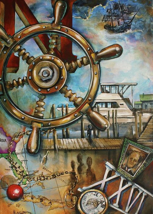 Nautical Greeting Card featuring the painting Lost #2 by Michael Lang