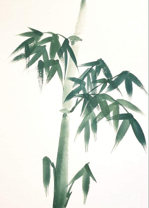 Strength Greeting Card featuring the painting Lucky Bamboo #1 by Margaret Welsh Willowsilk