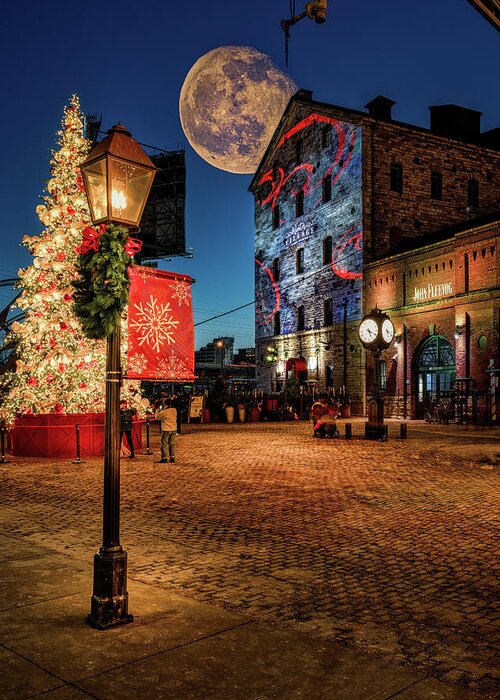 Christmas Greeting Card featuring the photograph Moon Over Distillery Christmas 2 by Dee Potter