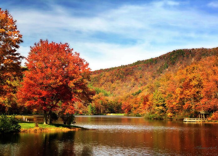 Color Greeting Card featuring the photograph Mountain Lake Autumn #1 by Alan Hausenflock