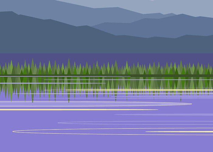 Mountain Lake Landscape Greeting Card featuring the digital art Mountain Lake Landscape #2 by Val Arie
