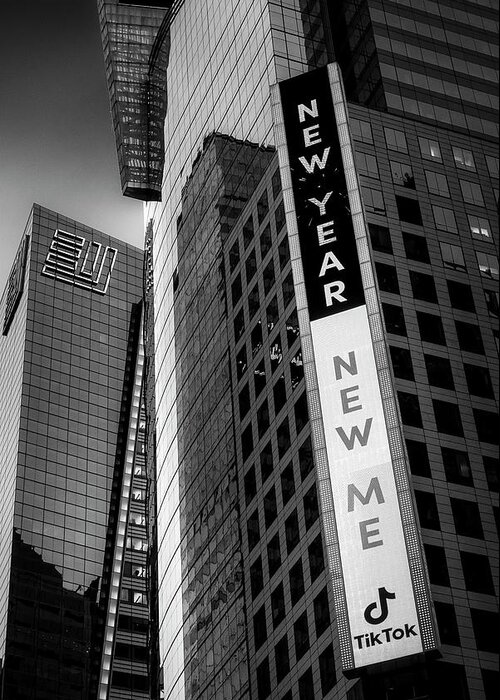 Times Square Greeting Card featuring the photograph New Year New Me Tik Tok NYC #1 by Susan Candelario