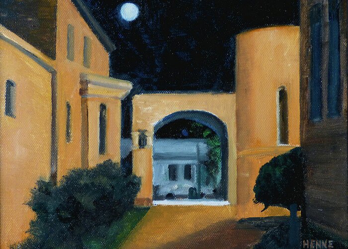 Full Moon Greeting Card featuring the painting Night Arch #1 by Robert Henne