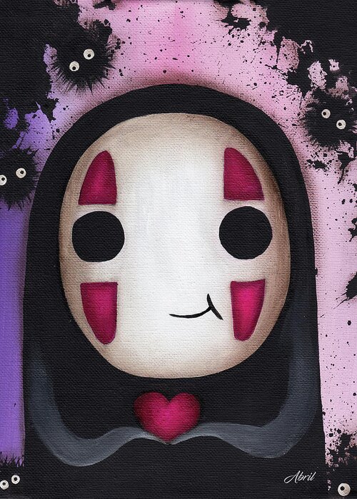 No Face Greeting Card featuring the painting No Face with a heart by Abril Andrade