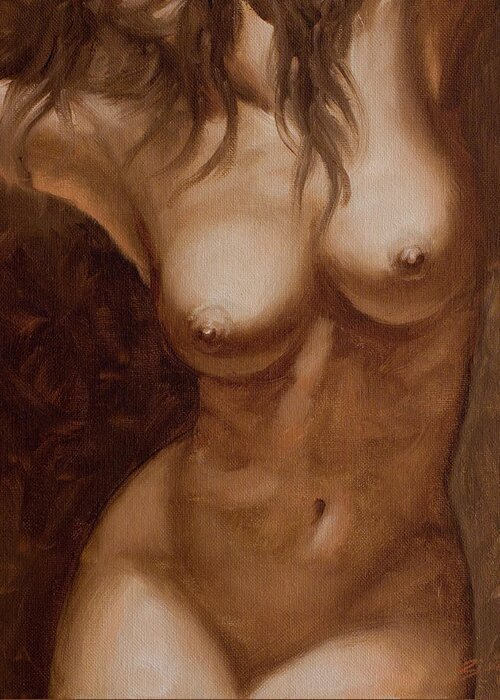 Sensual Greeting Card featuring the painting Nude Study #1 by John Silver